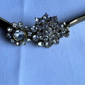 Vintage Stretchy Chain Belt Gold Tone Jeweled Buckle